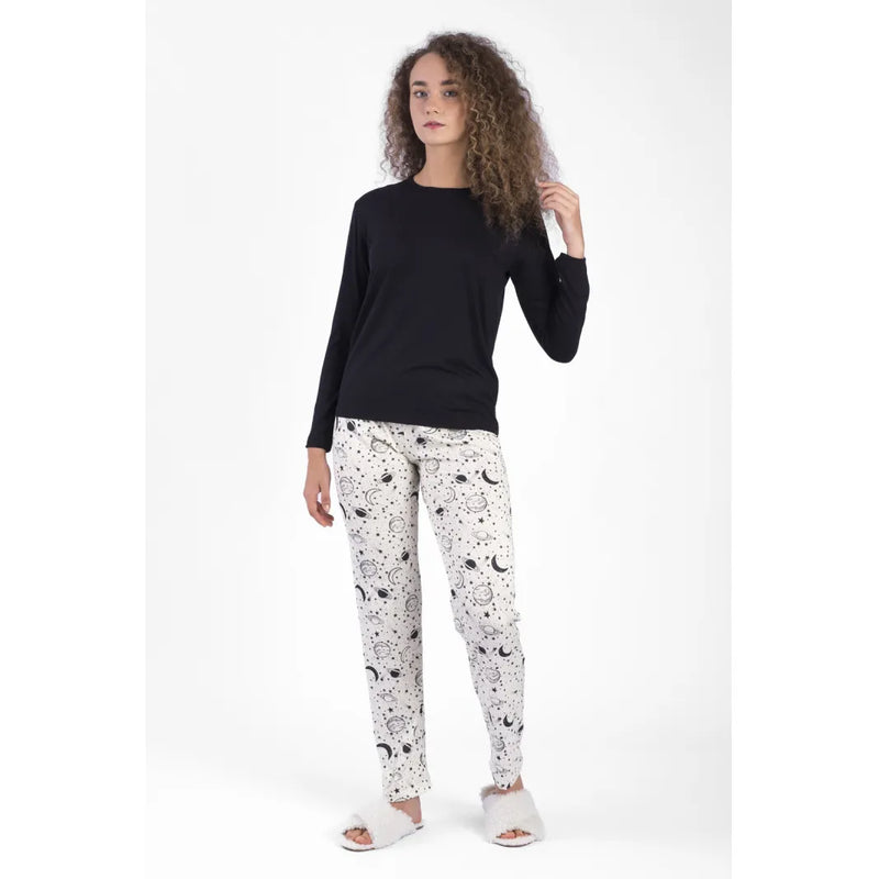 Pijama Constelação Feminino Longo Branco