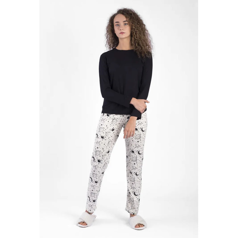 Pijama Constelação Feminino Longo Branco