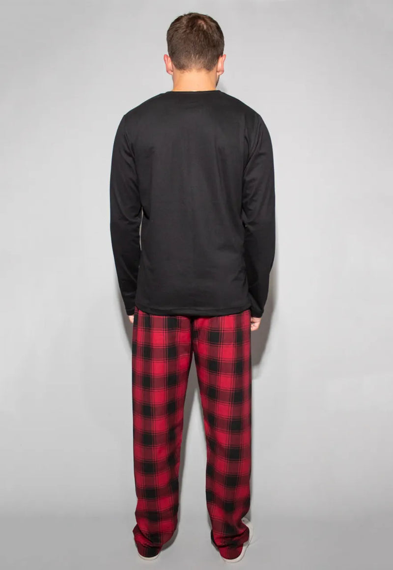 Pijama Xadrez Vermelho Calça e Blusa Manga Longa